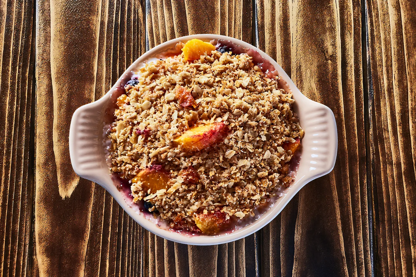 Blueberry Peach Crisp Freshly Baked