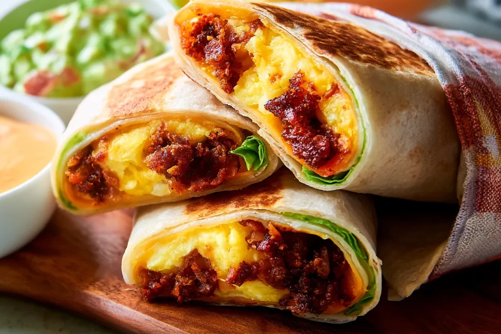 Delicious Breakfast Burritos Ready to Serve