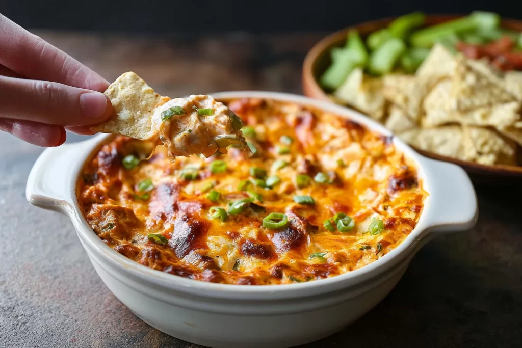 Buffalo Chicken Dip in a Serving Dish