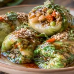 Colorful Cabbage Wraps Filled with Fresh Ingredients