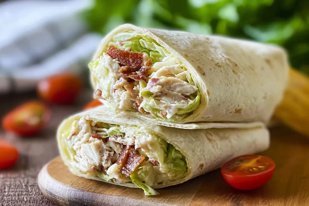 Colorful Chicken Caesar Wraps on a Plate