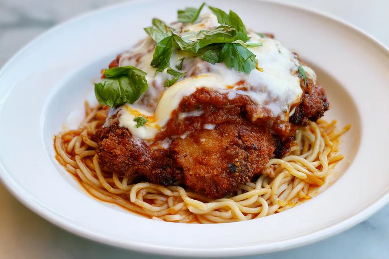 Golden Brown Chicken Parmesan with Marinara Sauce