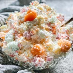 Classic Ambrosia Salad in a Colorful Bowl