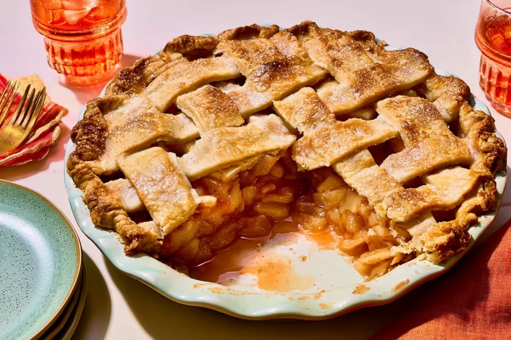 Classic Apple Pie Freshly Baked with Golden Crust
