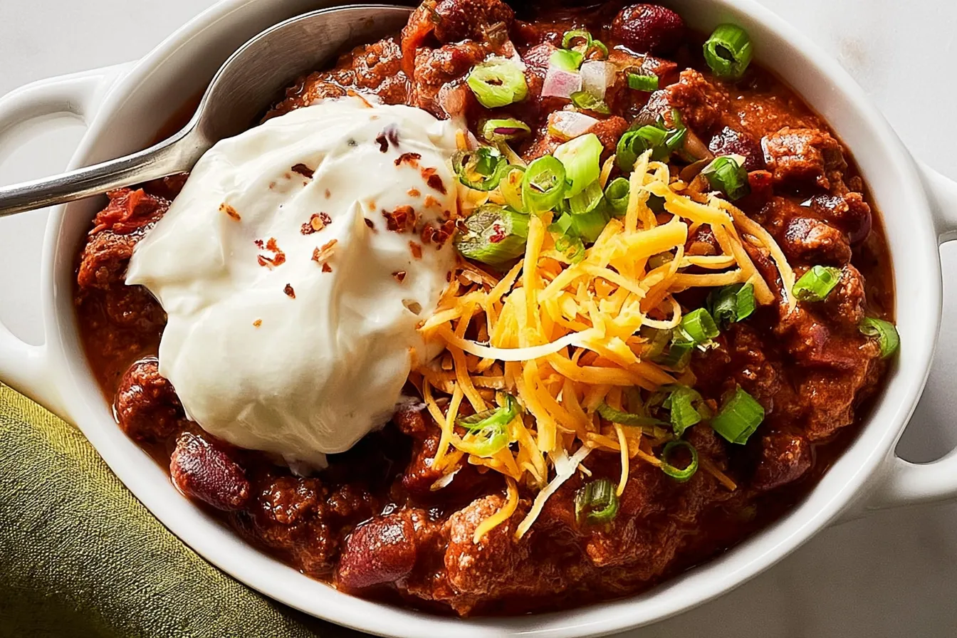 Classic Beef Chili Bowl with Toppings