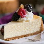 Classic Cheesecake Slice on a White Plate