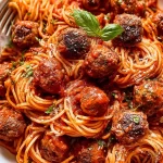 Classic Spaghetti and Meatballs on a Plate