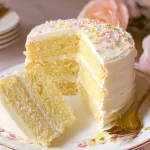 Classic Vanilla Cake Slice on a Plate
