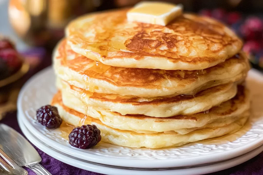 Fluffy Buttermilk Pancakes on a Plate