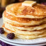 Fluffy Buttermilk Pancakes on a Plate