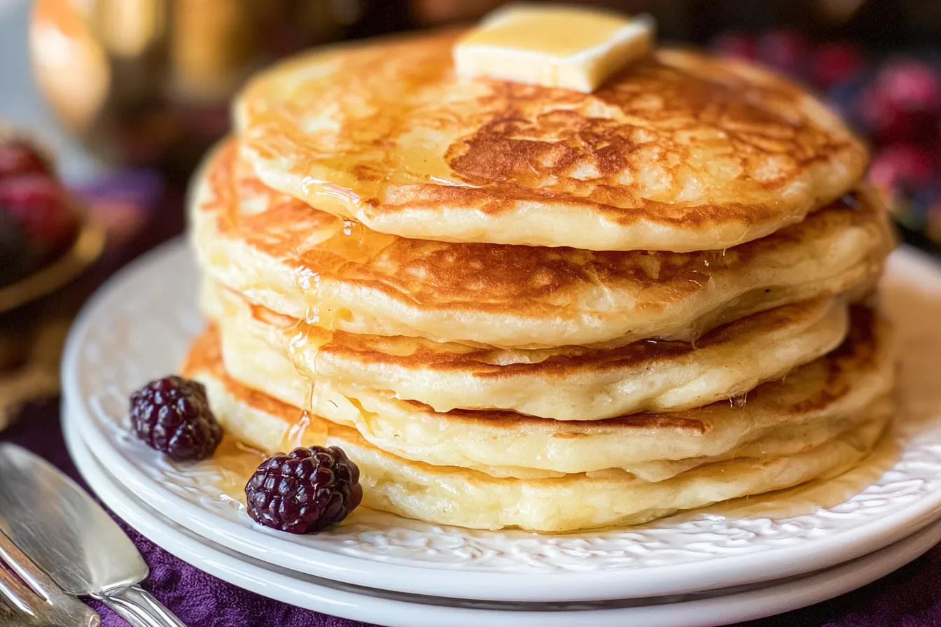 Fluffy Buttermilk Pancakes on a Plate