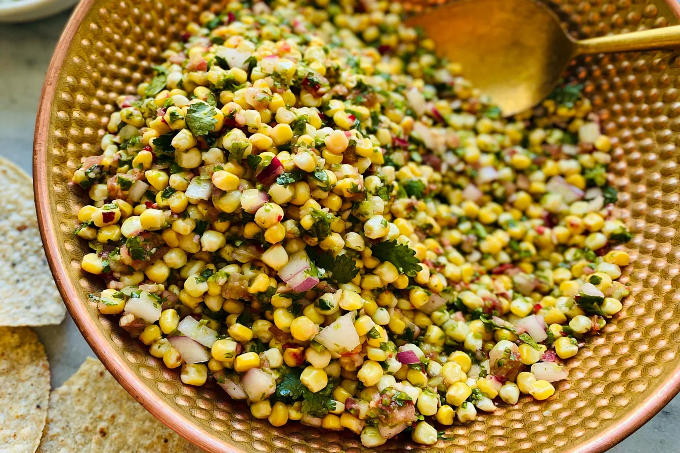 Colorful Fresh Corn Salsa in a Bowl