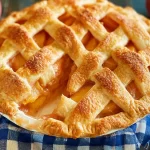 Fresh Peach Pie Slice on a Plate