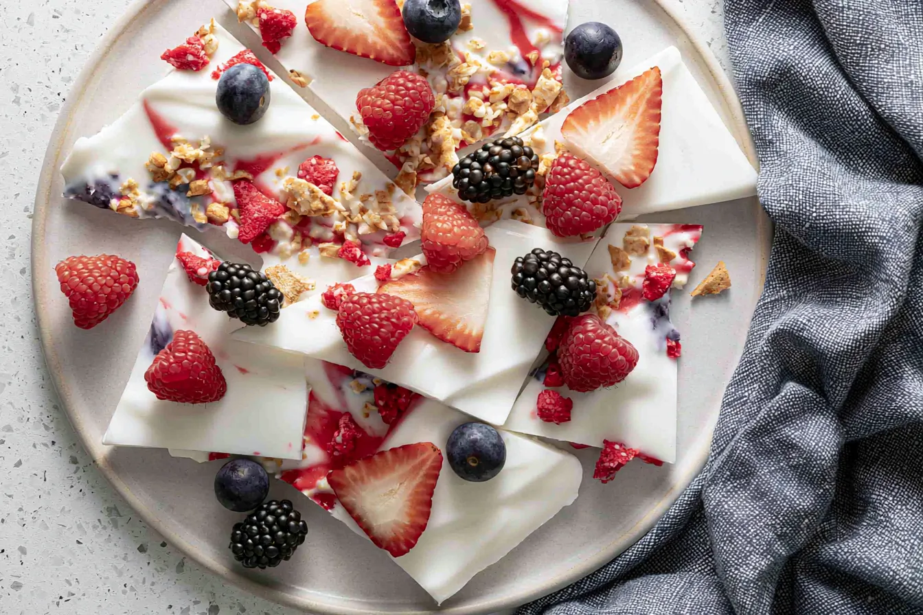 Homemade Frozen Yogurt Bark with Fruit and Nuts