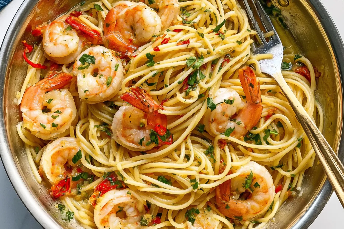 Garlic Butter Shrimp Pasta in a Bowl