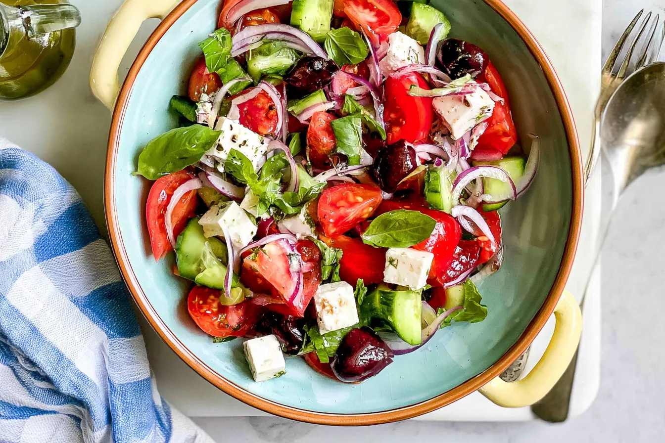 Colorful Greek Salad in a Bowl