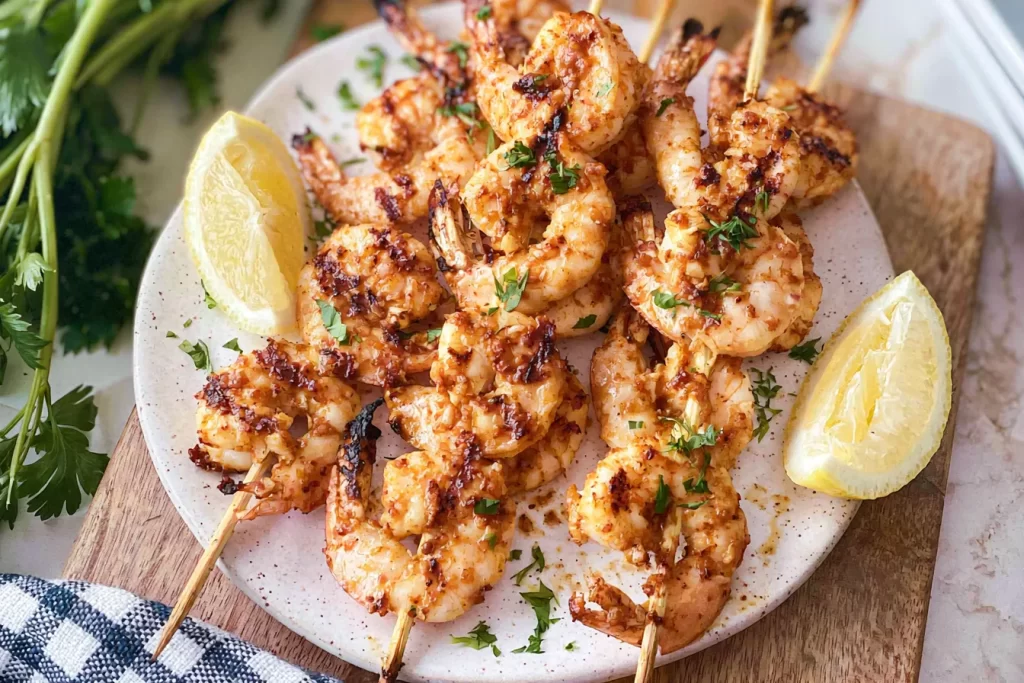 Grilled Shrimp Skewers Ready for Enjoying