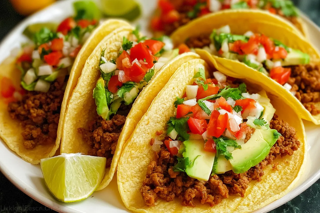 Flavorful Ground Beef Tacos Ready to Serve