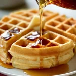 Fluffy Homemade Waffles on a Plate