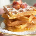 Fluffy Homemade Waffles on a Plate
