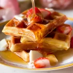 Fluffy Homemade Waffles Ready to Serve