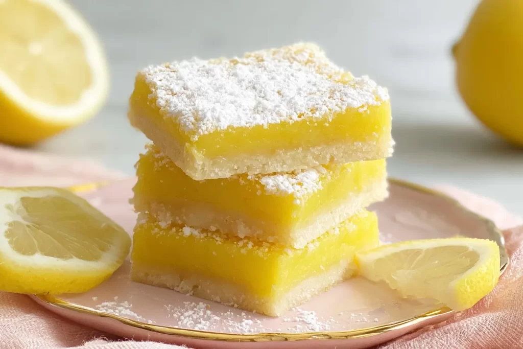 Lemon Bars Deliciously Served on a Plate