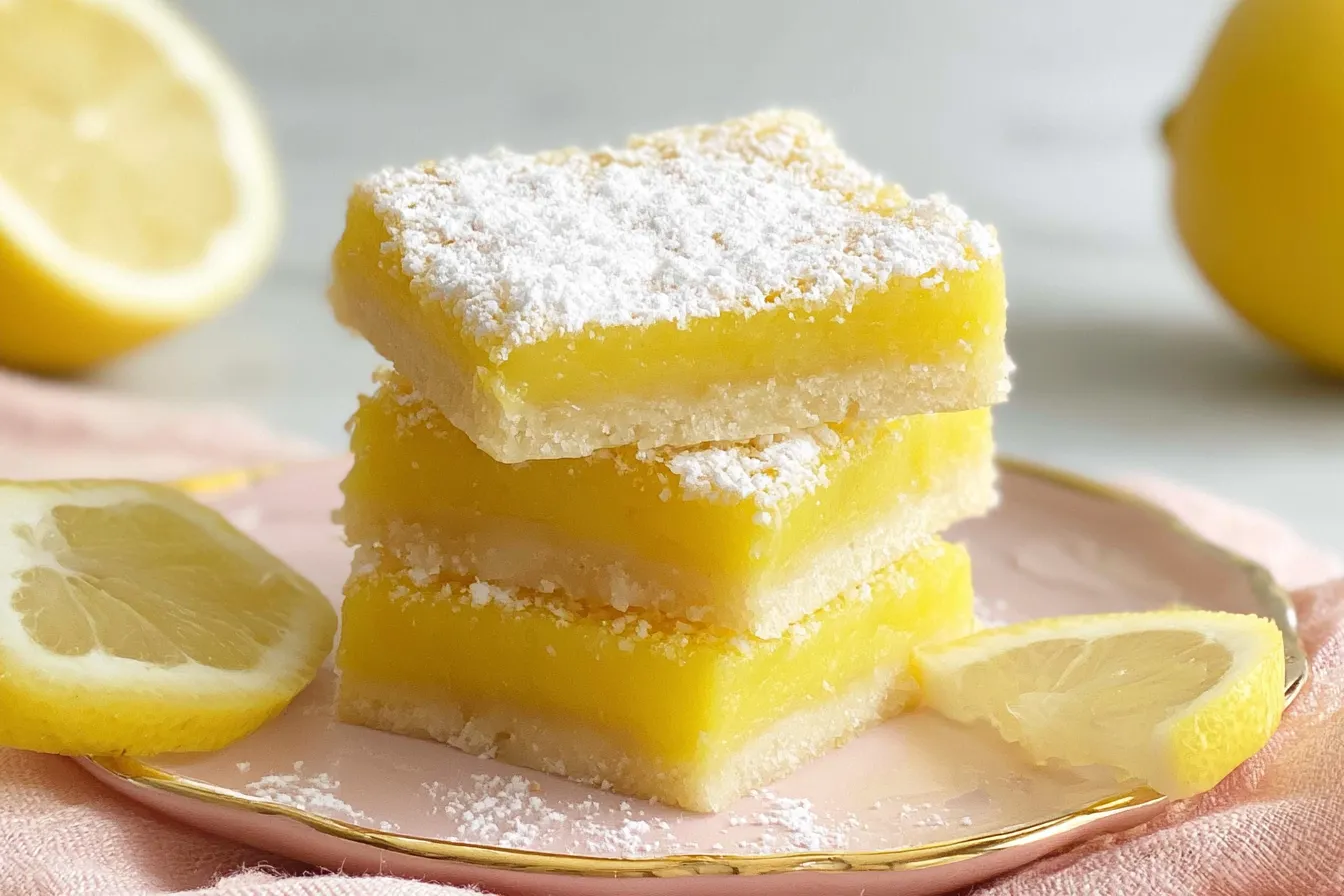 Lemon Bars Deliciously Served on a Plate