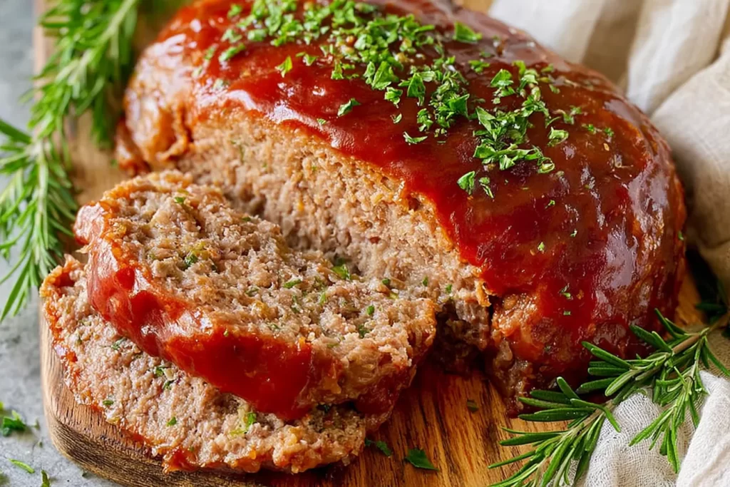 Delicious Homemade Meatloaf on a Plate