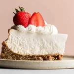 No-Bake Cheesecak Slice on a Dessert Plate