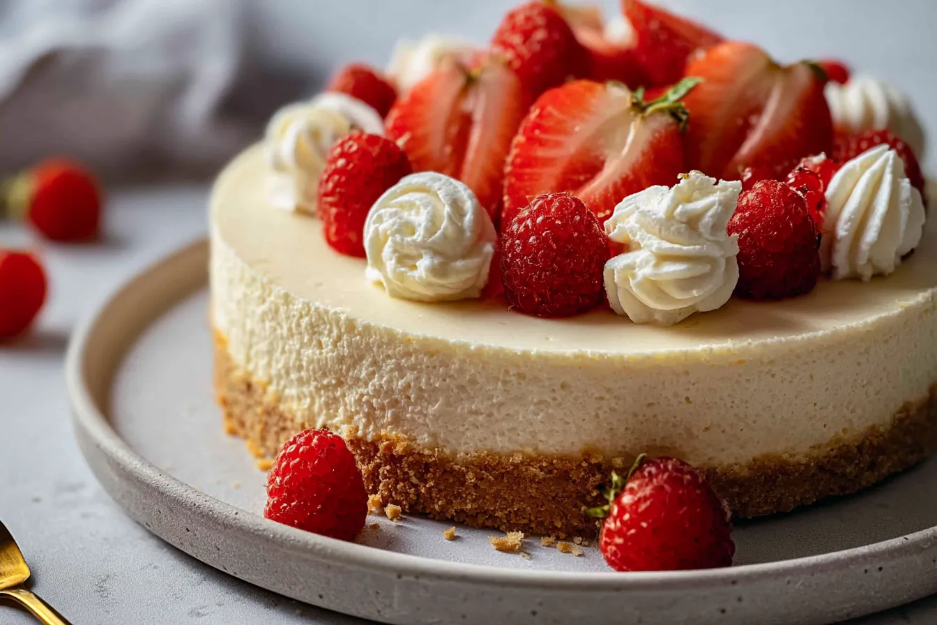 Delicious No-Bake Cheesecake Slices on a Plate