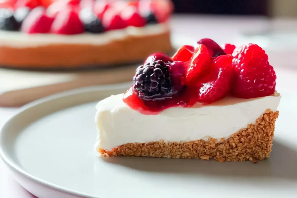Luxurious No-Bake Cheesecake Topped with Fresh Berries