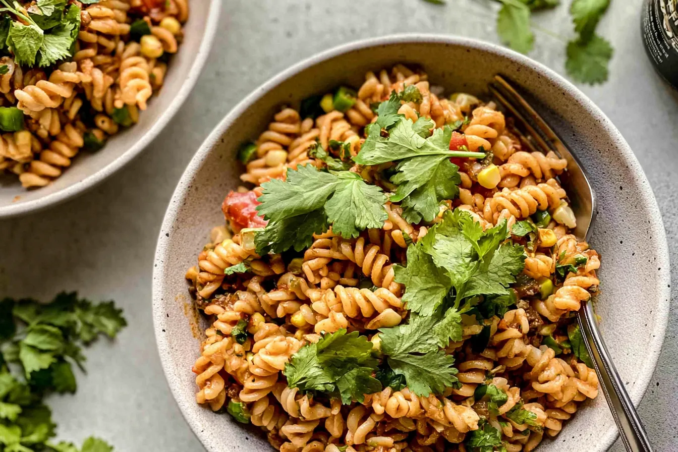 One-Pot Taco Pasta Ready to Serve