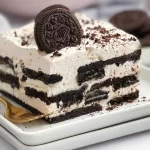 Oreo Icebox Cake Slices on a Plate