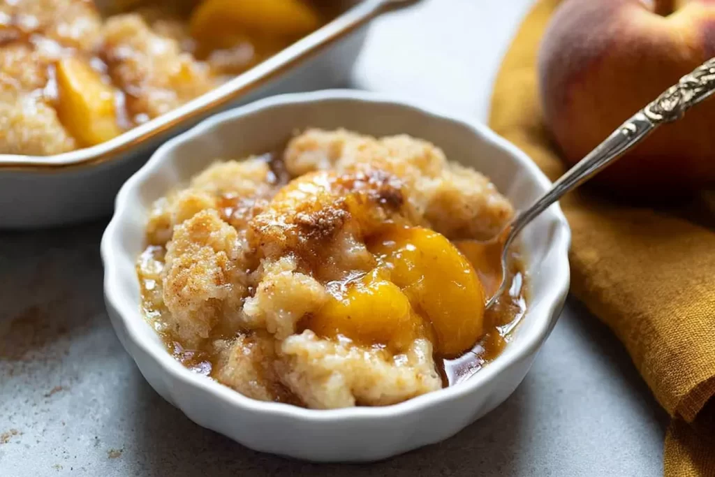 Delicious Peach Cobbler Fresh from the Oven
