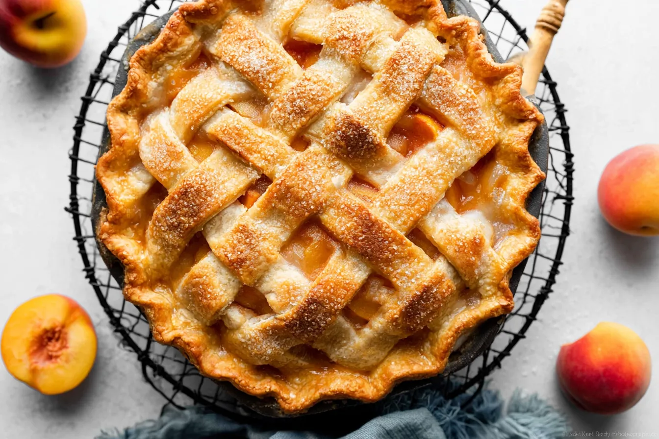 Delicious Peach Pie Fresh from the Oven