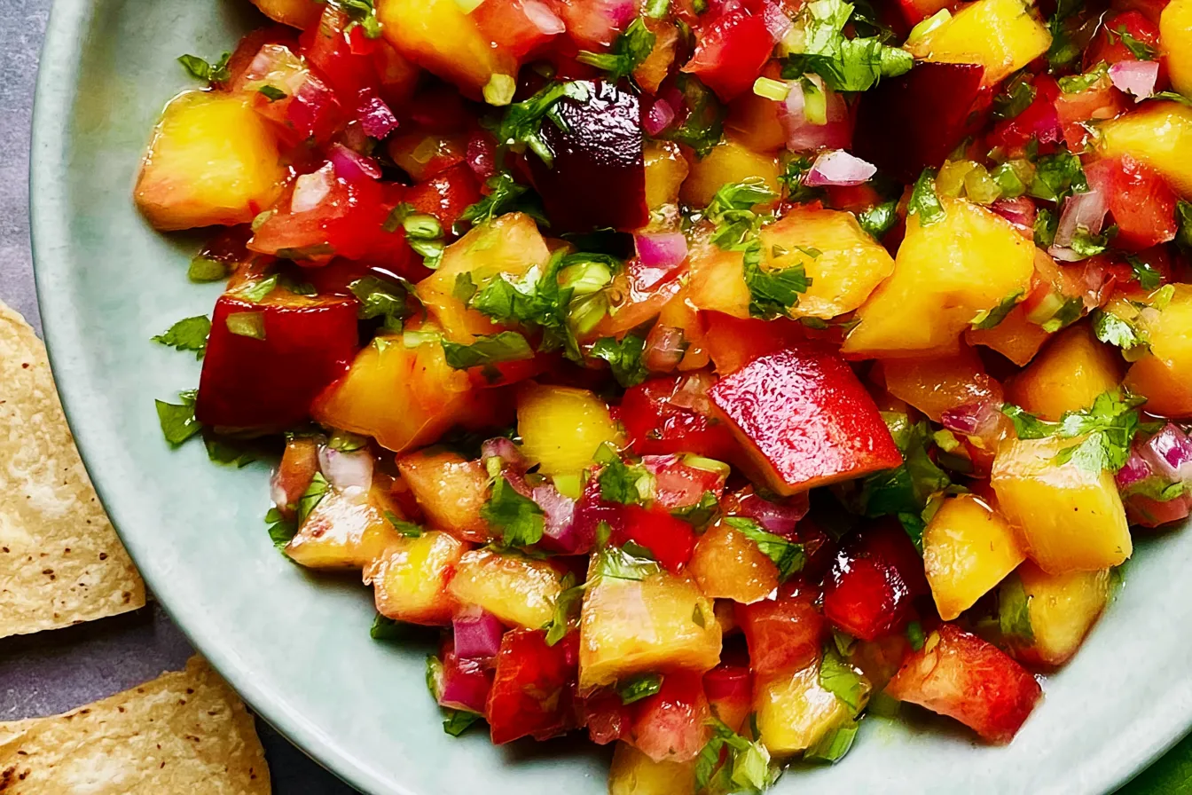 Homemade Peach Salsa in a Bowl