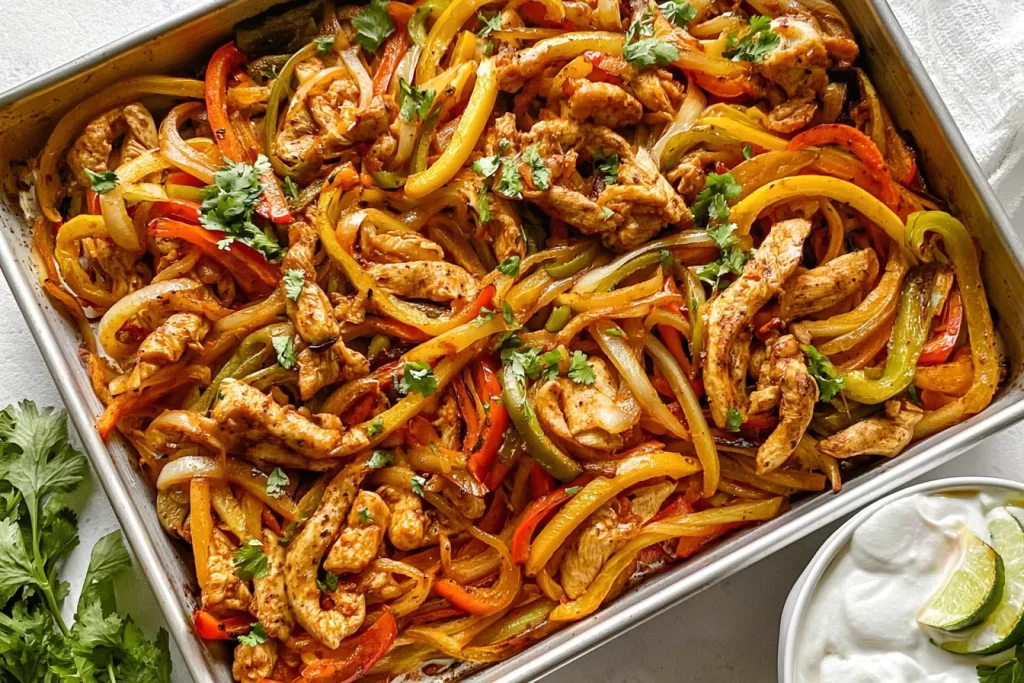 Delicious Sheet Pan Chicken Fajitas Ready to Serve