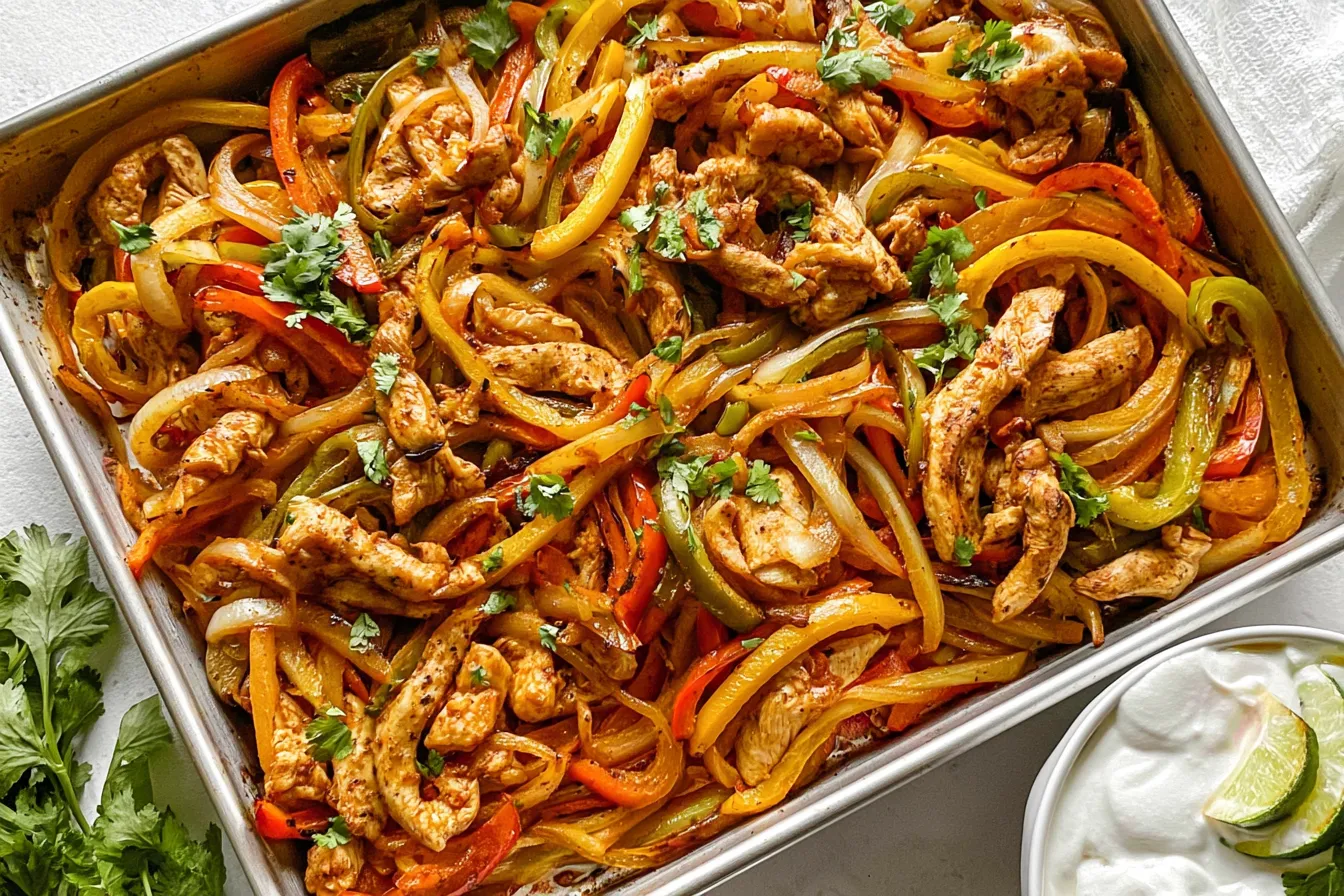 Delicious Sheet Pan Chicken Fajitas Ready to Serve