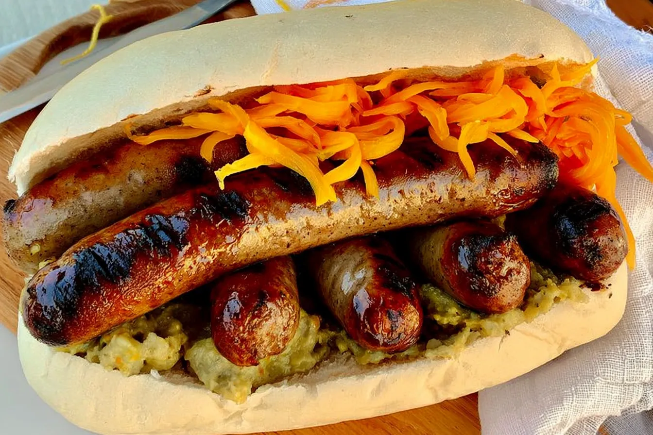 Smoky Grilled Sausages on Charcoal Grill