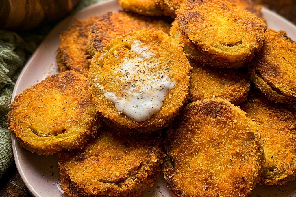 Southern Fried Green Tomatoes on a Plate