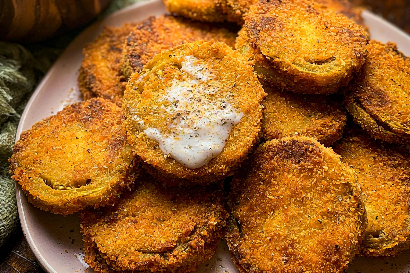 Southern Fried Green Tomatoes on a Plate