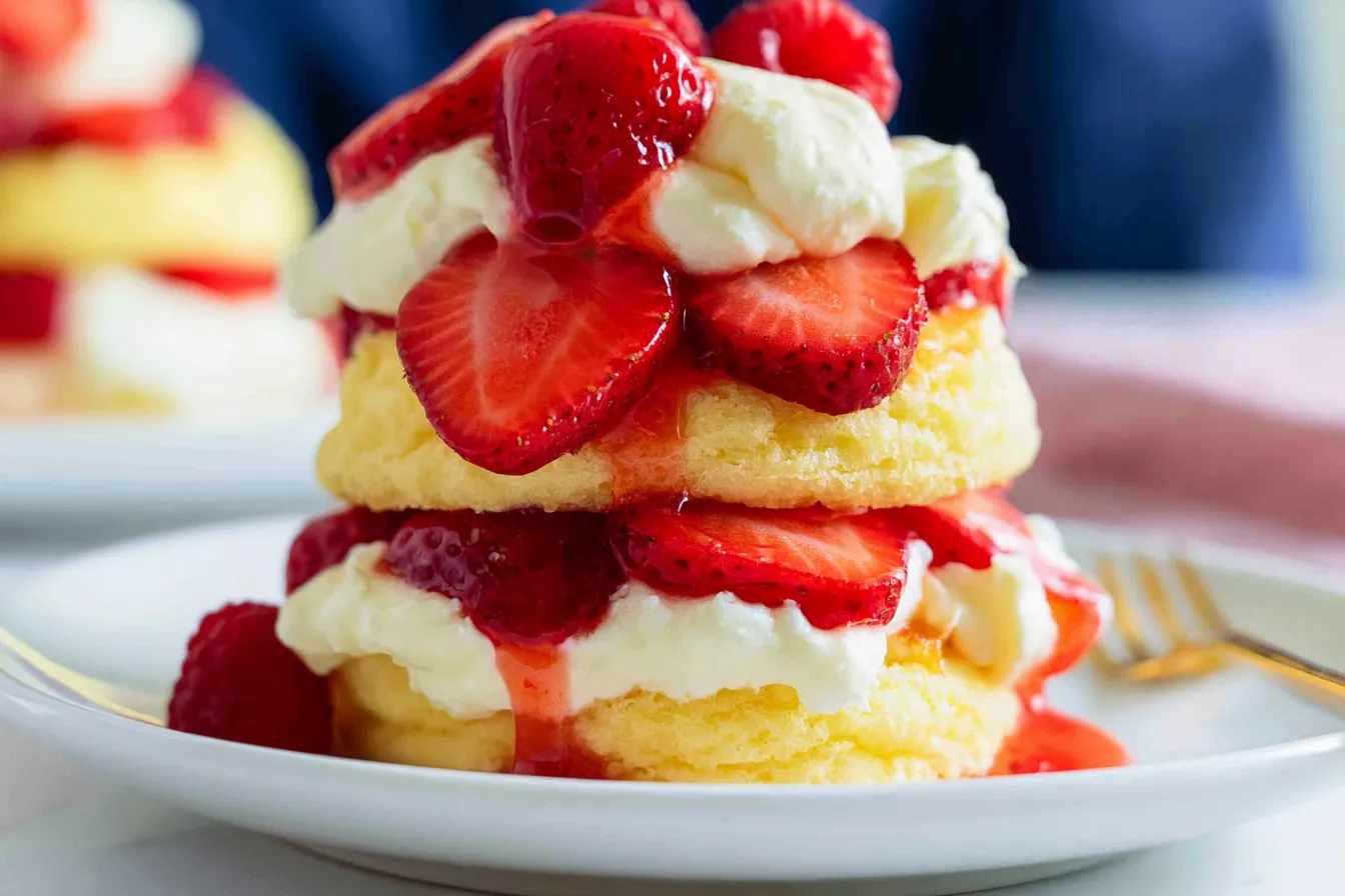 Homemade Strawberry Shortcake with Fresh Strawberries