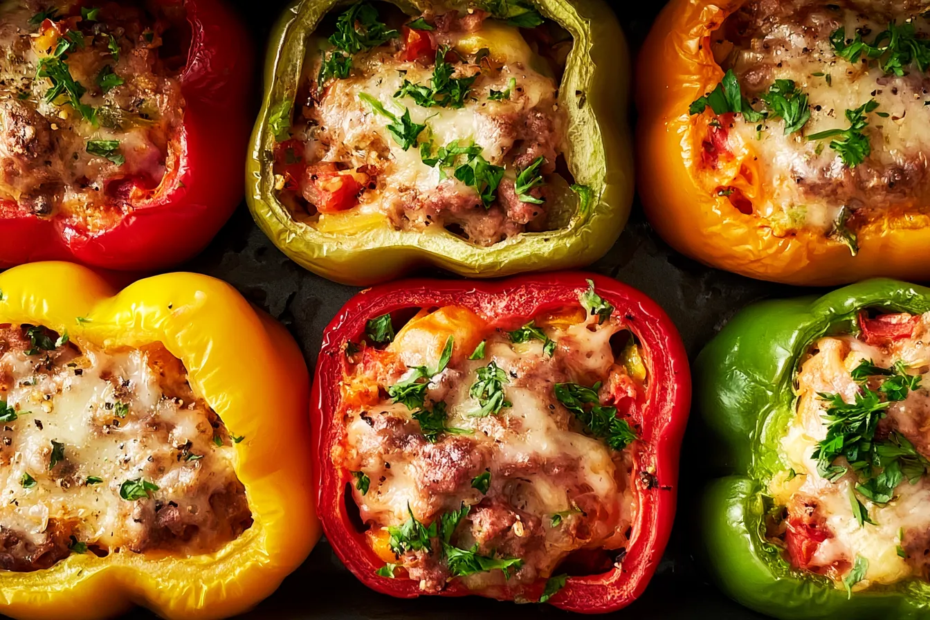 Colorful Stuffed Bell Peppers Ready to Serve