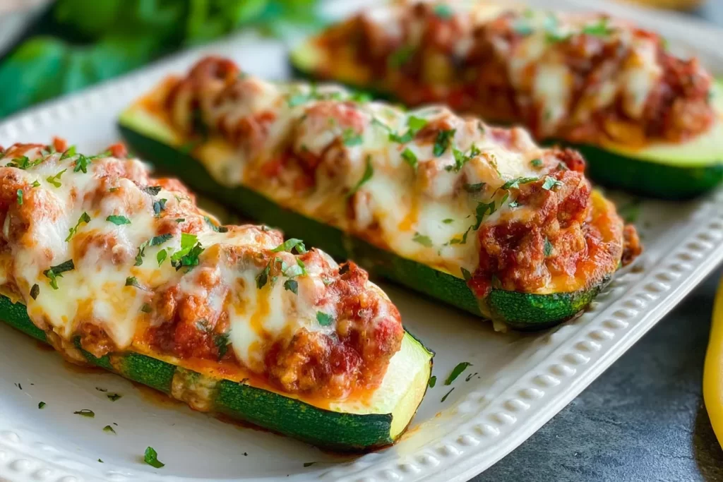 Stuffed Zucchini Boats Freshly Baked