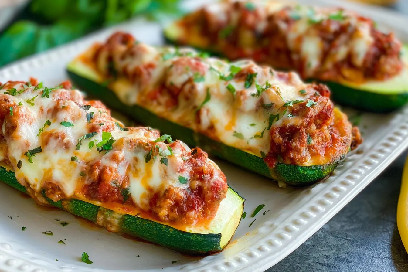 Stuffed Zucchini Boats Freshly Baked
