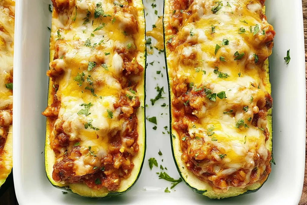 Stuffed Zucchini Boats Freshly Baked