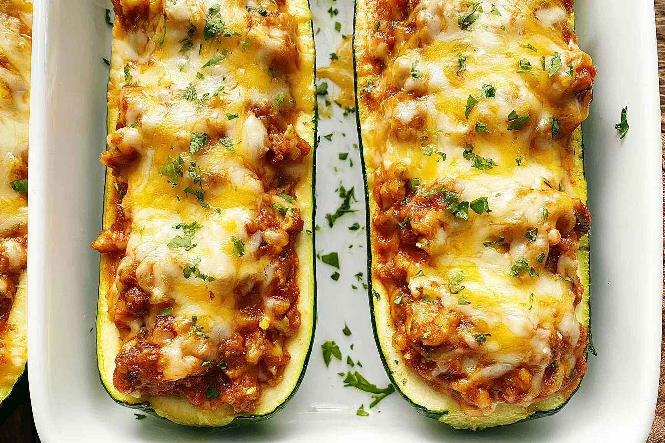 Stuffed Zucchini Boats Freshly Baked