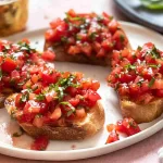 Delicious Tomato Basil Bruschetta Plated