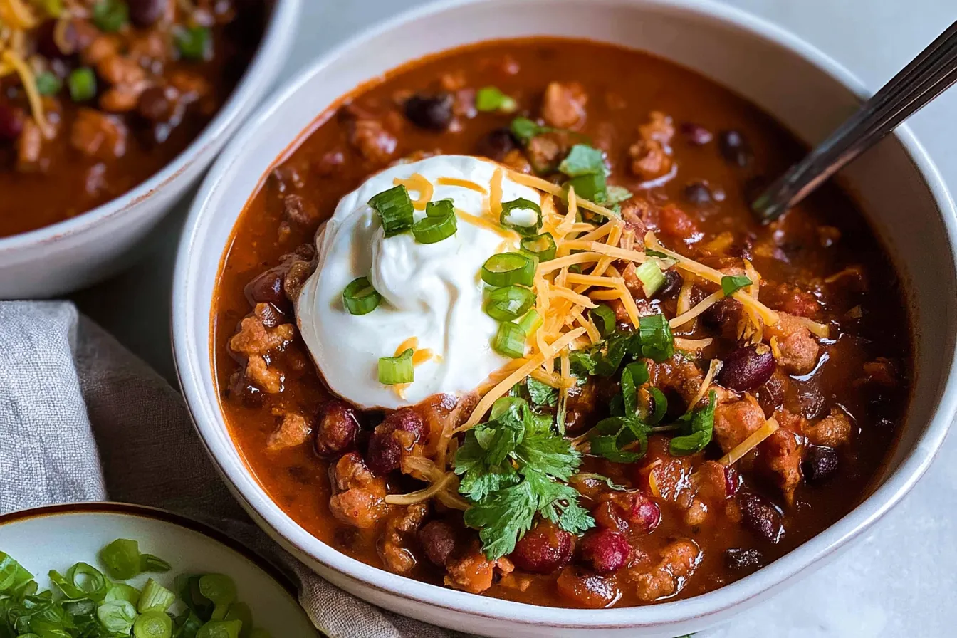 Hearty Turkey Chili in a Bowl