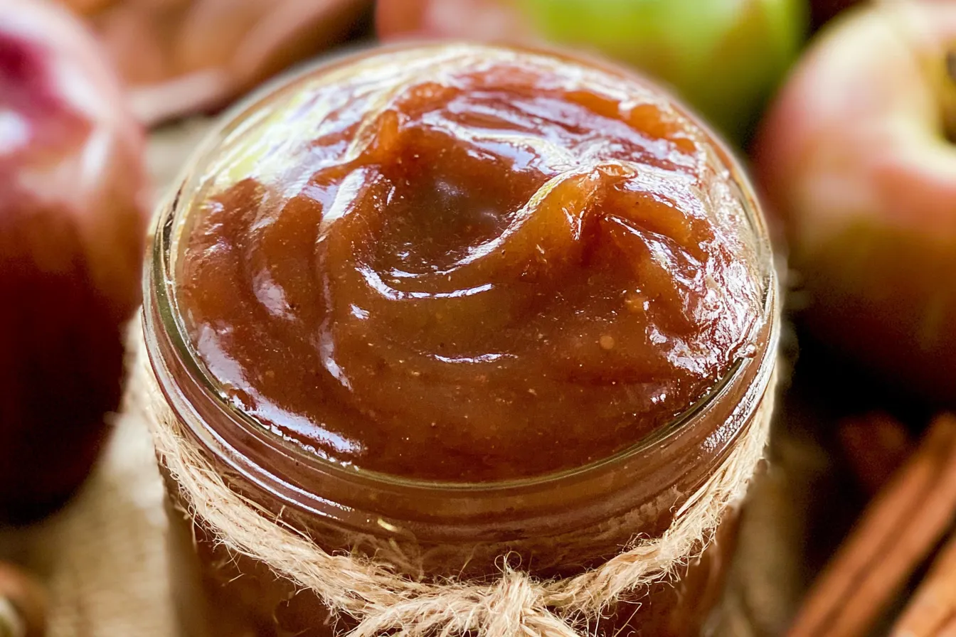 Homemade Apple Butter Jar with Cinnamon Sticks